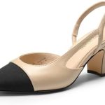 DREAM PAIRS Women’s Closed Round Toe Low Chunky Heels Block Slingback Splicing Fashion Comfortable Casual Pumps Shoes