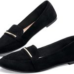 Obtaom Women’s Pointy Toe Loafer Flat Comfortable Faux Suede Work Shoes,Cute Penny Loafer Slip On Ballet Flat