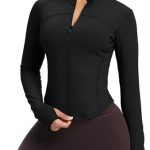 GYM RAINBOW Womens Contour Workout Jackets Zip Up Lightweight Gym Athletic Running Jackets with Thumb Holes