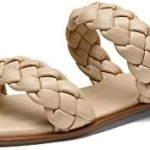 DREAM PAIRS Women’s Square Open Toe Slide Sandals Cute Slip on Braided Strap Summer Flat Sandals