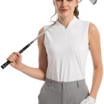 FitsT4 Sports Women Golf Shirts Lightweight Sleeveless Tennis Quick Dry T Shirts Zip Up Workout Tank Tops