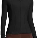 QUEENIEKE Workout Jackets for Women Full Zip Slim Fit Athletic Running Jacket with Thumb Holes