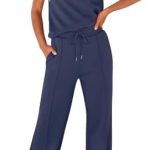 ANRABESS Women’s Summer 2 Piece Outfits Casual Sleeveless Sweatsuits Matching Wide Leg Tracksuits Lounge Sets Fashion Clothes