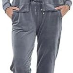 Woolicity Womens Velour Tracksuit 2 Piece Outfits for Women Long Sleeve Hooded Zip Tops Jogging Velvet Sportswear