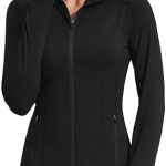 Pinspark Women’s Athletic Jackets Full Zip Up Lightweight Workout Jacket Running Gym Yoga Sports Tops with Thumb Holes