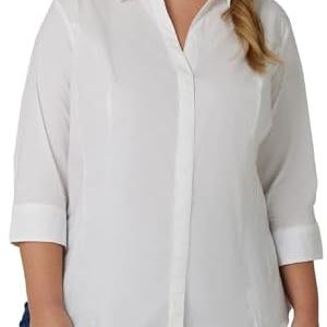 Riders by Lee Indigo Women’s Plus-Size Bella Easy Care 3/4 Sleeve Woven Shirt