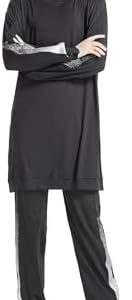 Womens Muslim Tracksuit Long Sleeve Sweatsuits Simple Running Jilbab Sweatpants