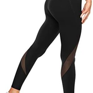 Nebility Mesh Leggings for Women High Waist Yoga Pants Workout Running Leggings Gym Sports Tights with Pockets