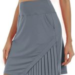 MoFiz Women Tennis Golf Skirt 20″ Knee Length Athletic Skort Running Casual High Waist Skirt with Pocket