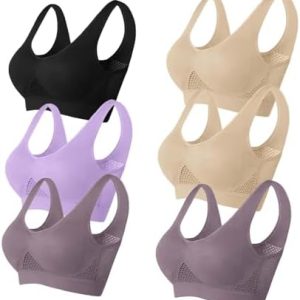6 Pack Bras for Women Moisture-wicking and Quick-drying Sports Bra Wire-free and Lightweight Bras Soft Everyday Bra