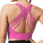 QUEENIEKE Sports Bras for Women Padded Medium Support for Yoga Cross Back Strappy Free to Be Bra