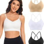 SIMIYA 3 Pack Sports Bras for Women Seamless Wireless Comfort Support Bra Removable Pads for Workout Yoga Running Fitness