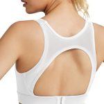 QUEENIEKE High Impact Sports Bras for Women Adjustable Mesh Racerback Longline Bra Medium Support Workout Yoga Bra