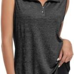 Viracy Women’s Zip Up Golf Workout Tank Tops Sleeveless Quick Dry Athletic Polo Shirts