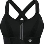 YIANNA Women’s High Impact Sports Bra for Large Breasts – Front Zipper Closure, Adjustable Straps, Padded Sports Bra