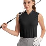FitsT4 Sports Women Golf Shirts Lightweight Sleeveless Tennis Quick Dry T Shirts Zip Up Workout Tank Tops