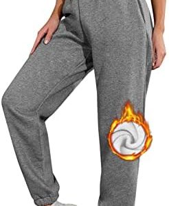 heekpek Jogging Pants Women Baggy Sweatpants High Elastic Waist Jogger Sports Pant with Pockets Warm Workout Fleece Trousers