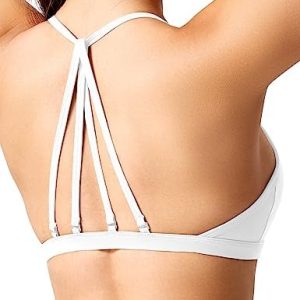 YEOREO Workout Sports Bras for Women Padded Strappy Open Back Gym Bra Lorelie Light Impact Criss Cross Yoga Crop Top