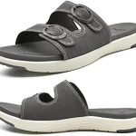 COFACE Womens Orthotic Slides Comfort Plantar Fasciitis Arch Support Slip on Flat Sandals Ladies Soft Cushion Fashion Yoga Mat Slippers With Adjustable Straps