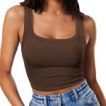RIROW Womens Sleeveless Fitted Tank Top 2024 New Square Neck Ribbed Basic Tee XS-XL
