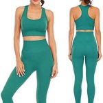 Workout Sets for Women 2 Piece High Waisted Seamless Leggings with Padded Stretchy Sports Bra Sets Outfit Jogging Gym Clothes