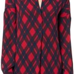 Tommy Hilfiger womens Argyle Printed Long Sleeve Split Neck Sportswear Top