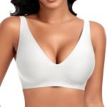 DOCUMO Deep V Bras for Women No Underwire Comfort Wireless Bralettes Adjustable Sleep Seamless Plunge Bra with Bra Extender