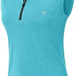 TBMPOY Women’s Golf Polo Shirts Sleeveless Zip up Collarless Athletic UPF 50+ Tennis Tank Tops Quick dry