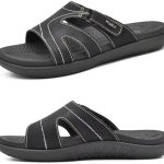 KuaiLu Womens Fashion Orthotic Slides Ladies Lightweight Athletic Recovery Yoga Mat Sandals Slip On Thick Cushion Slippers Sandals With Comfortable Plantar Fasciitis Arch Support