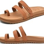 KuaiLu Womens Slides Sandals with Plantar Fasciitis Arch Support Fashion Comfort Adjustable Flat Sandals Ladies Lightweight Orthotic Slip on Sandals
