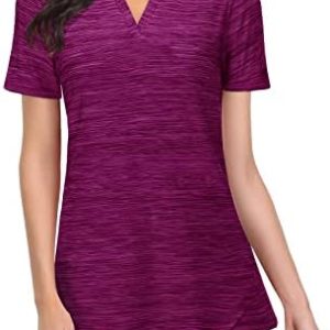 Viracy Womens V Neck Golf Polo Shirts Short Sleeve Quick Dry Workout Tops