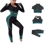 Veriliss 3pcs Seamless Outfit Workout Sets Gym for Women, Fitness Sports School Running Clothes Yoga Sportswear