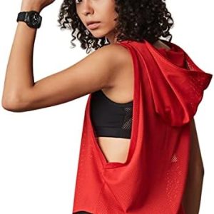 Women’s Fitness Sleeveless Mesh Hoodie Sports Running T-Shirts Workout Tops