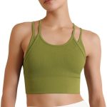 PINKSAVIOR Women Workout Crop Tops Sleeveless Athetic Longline Sports Bra Padded Basic Ribbed Running Tank Tops
