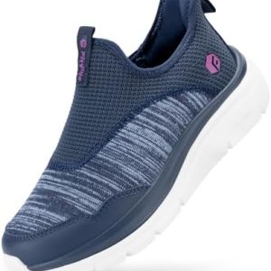 FitVille Wide Walking Shoes for Women Lightweight Breathable Slip on Sneaker Comfortable Driving Shoes with Thick Sole