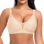 Ganado Bras for Women No Underwire Wireless Bras Seamless Push Up T-Shirt Bra Comfort Mesh V Neck Padded Bralette for Women