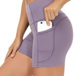 THE GYM PEOPLE High Waist Women’s Running Shorts with Side Pockets Tummy Control Workout Athletic Yoga Shorts