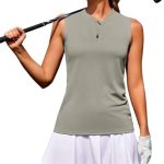 COOrun Women’s Golf Shirt Sleeveless Polo Tank Tops Quick Dry Athletic Tennis T-Shirts with Zipper