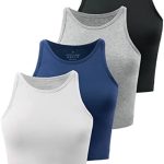 Kole Meego 4 Pack Cotton Crop Tops for Women Workout Cropped Tank Top