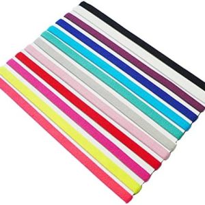 12Pcs Sports Headbands Slim Hairband,Elastic Anti-Slip,Thin Skinny Bands with Silicone Lined Sweatband for Women and Men,Headband for Athletics,Yoga,Golf,Running,Soccer,Jogging, Workout and More