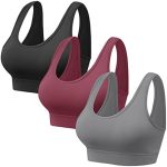 Vinfact 3 Pack Sports Bras for Women Wireless Bra with Removable Pads Yoga Bra Support for Workout
