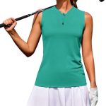 COOrun Women’s Golf Shirt Sleeveless Polo Tank Tops Quick Dry Athletic Tennis T-Shirts with Zipper