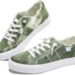 Obtaom Women’s Play Fashion Sneaker White Color Washed and Leopard Canvas Slip on Shoes