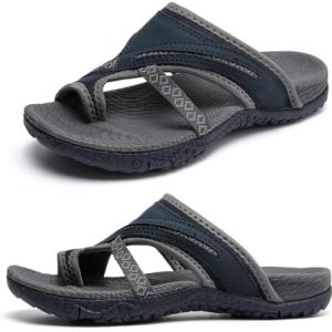 Womens Flip Flops Ladies Arch Support Thong Sandals Bunion Sandals Comfortable Summer Flip-Flops Black Comfy Orthopedic Sandals for Walking Beach Indoor Outdoor