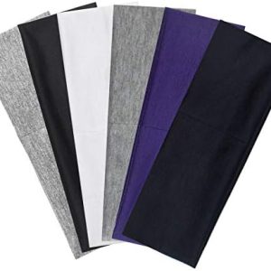 Kioiner 6 Pcs Wide Headbands, Soft Stretch Elastic Headbands Yoga Sports Polyester Sweatband Wide Non-Slip Headbands for Women Men Exercise Workout Fitness Sport Yoga Running Baseball Dance