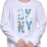 DKNY Womens Sequin Logo Easy Sportswear Sweatshirt