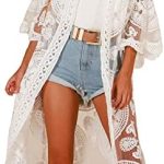 JDiction Women’s Swimsuit Cover Up Bathing Suit Kimono Lace Bikini Long Beach Dress Floral Swim Coverup