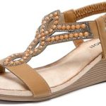AMOJI Women’s Dressy Wedge Sandals Comfortable Dress Summer Shoes With Elastic Strap FZ608