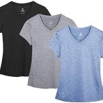 icyzone Workout Shirts Yoga Tops Activewear V-Neck T-Shirts for Women Running Fitness Sports Short Sleeve Tees