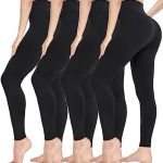 CTHH 4 Pack Leggings for Women-High Waisted Non See-Through Yoga Pants Tummy Control Workout Gym Tights